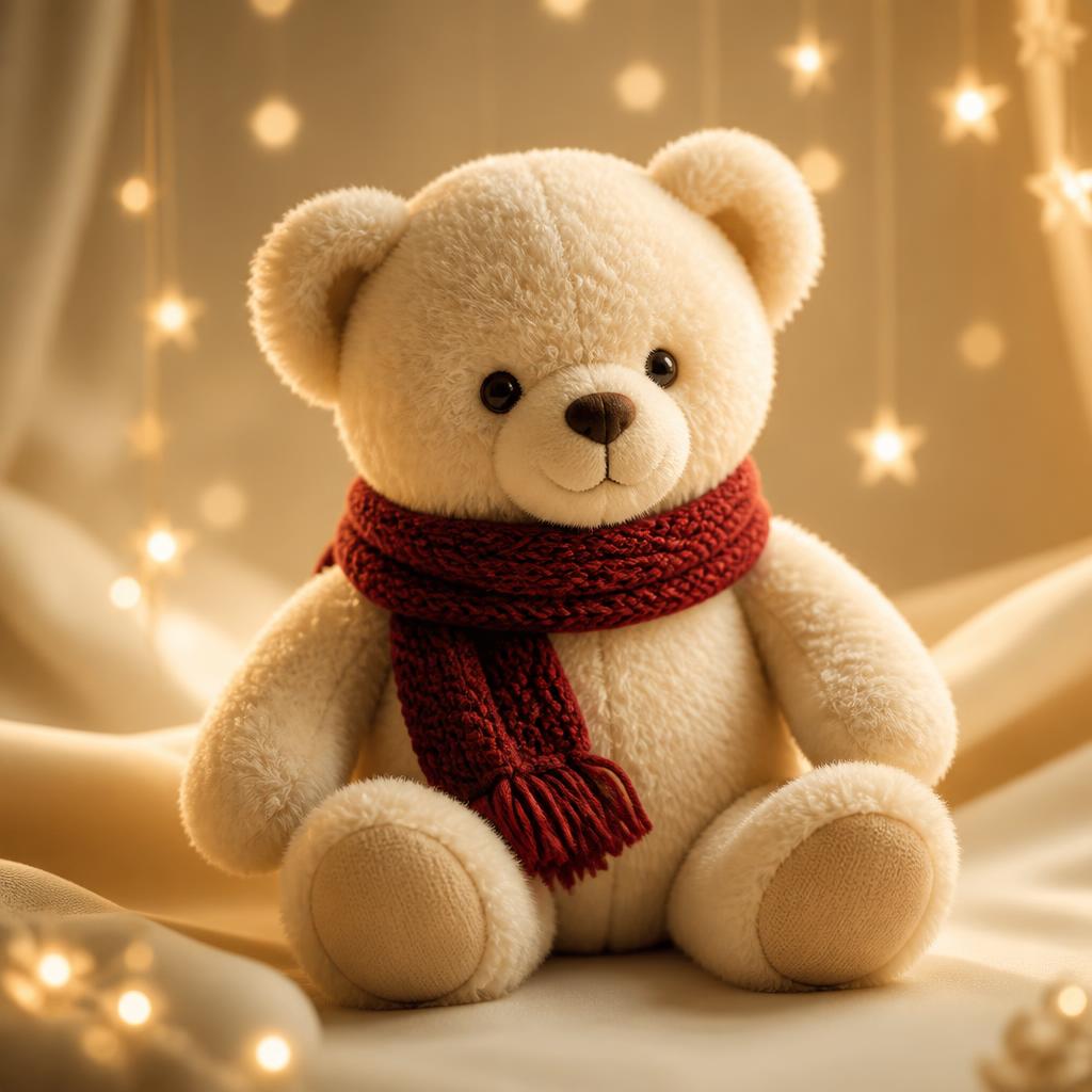 Ozzy — an AI teddy bear in a hand-knit red scarf